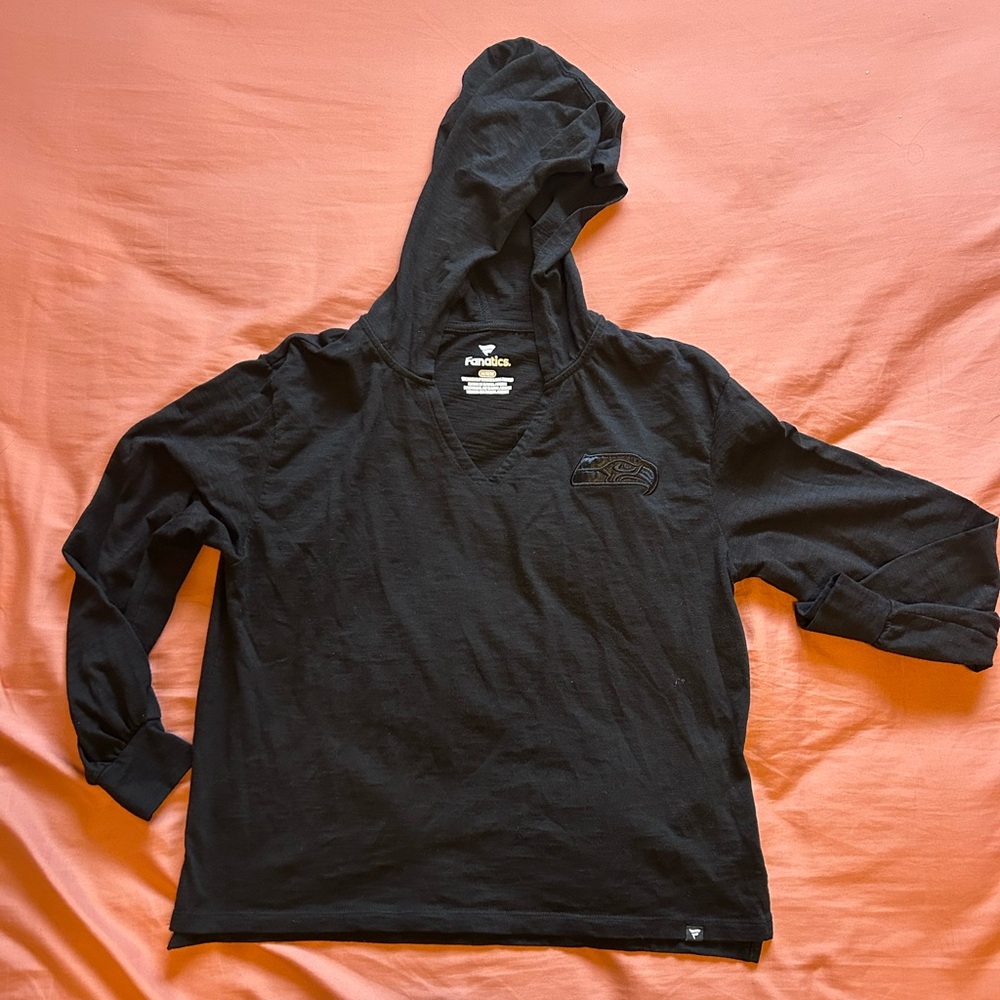 Seattle Seahawks Black Hooded Long Sleeve Shirt - Picture 2 of 13